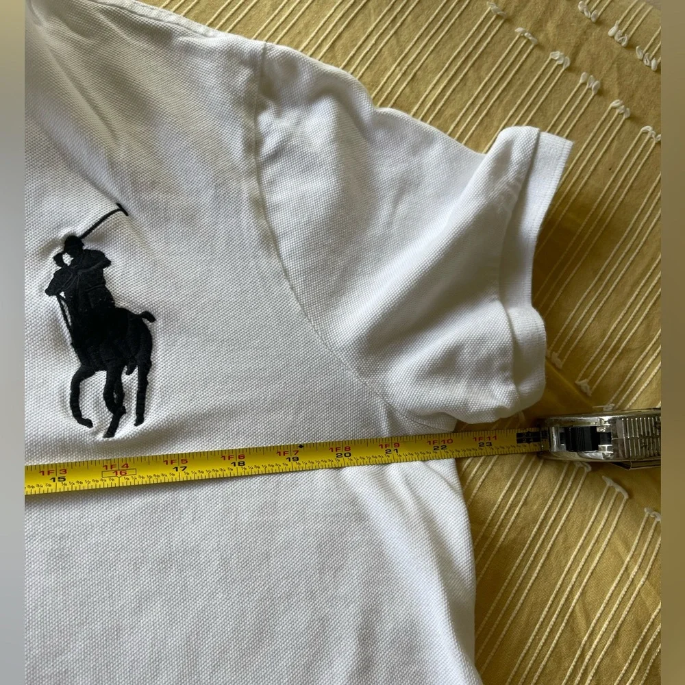 Polo Ralph Lauren Custom Slim Fit Big Pony Mesh Polo Shirt|White/Black, L - Picture 4 of 13